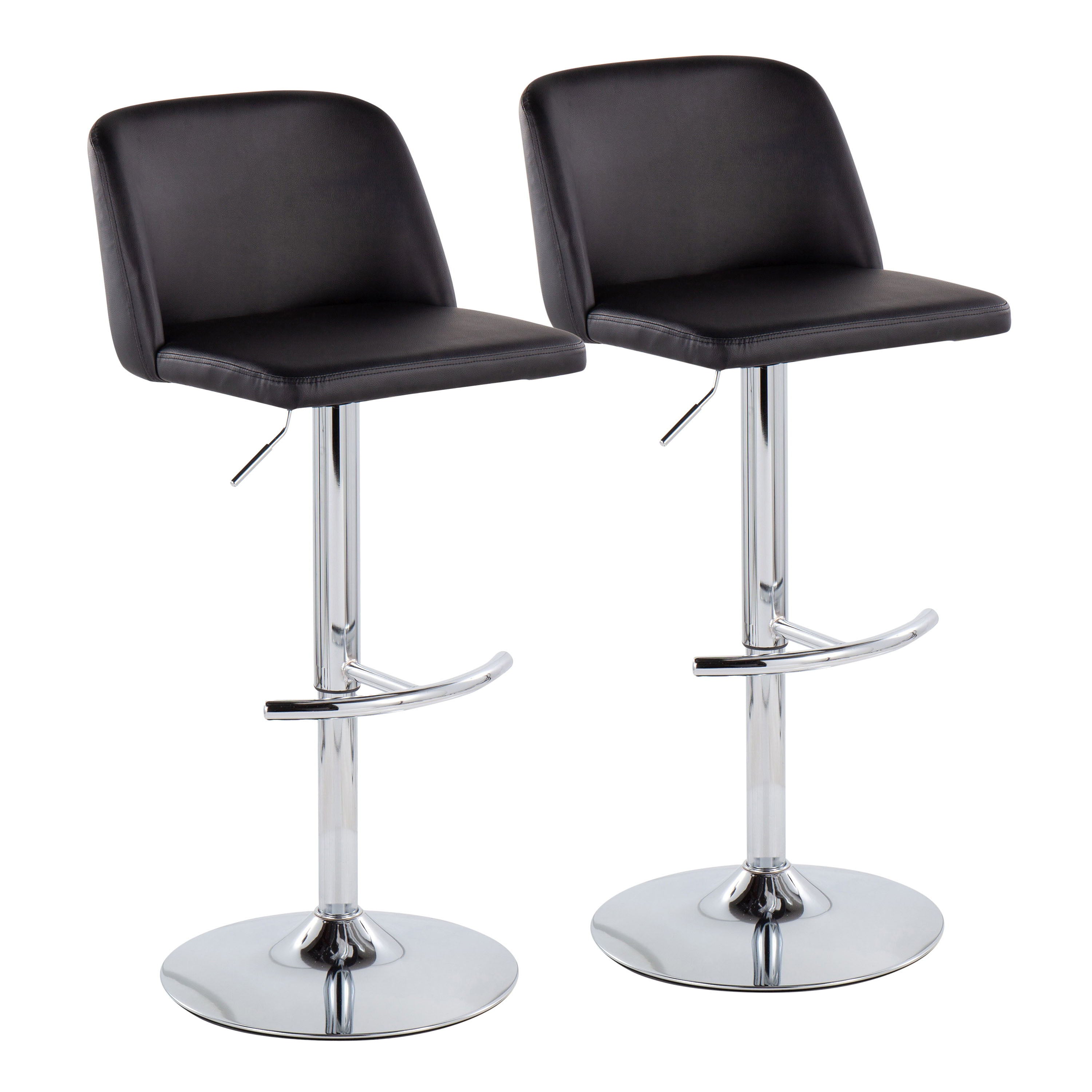 Toriano - Contemporary Adjustable Barstool With Swivel &amp; Rounded T Footrest (Set of 2)