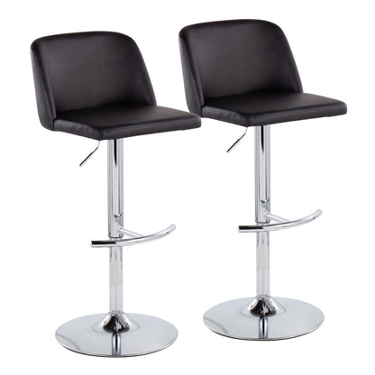 Toriano - Contemporary Adjustable Barstool With Swivel &amp; Rounded T Footrest (Set of 2)