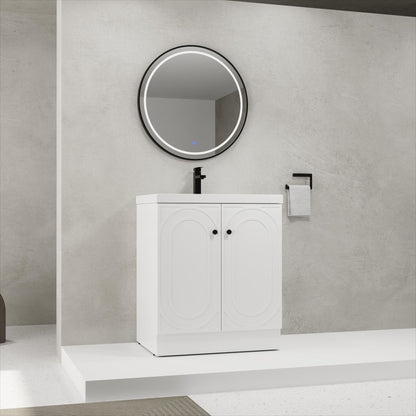 Contemporary Freestanding Bathroom Vanity With Resin Sink &amp; Soft-Close Cabinet Doors
