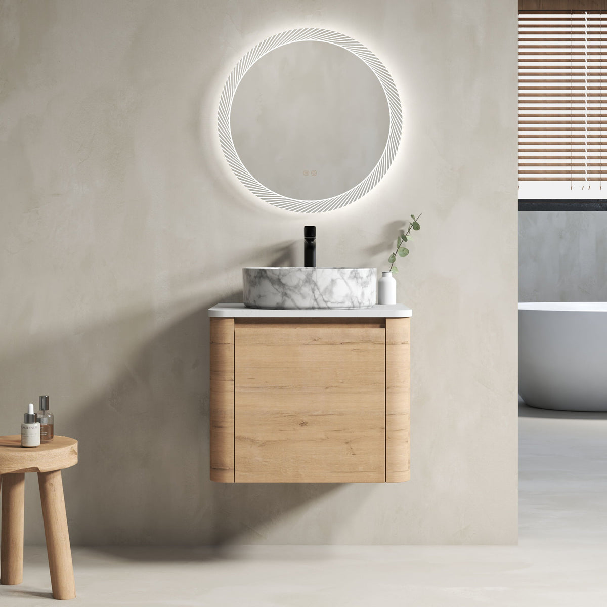Wall Mounted Bathroom Vanity With Art Sink &amp; 1 Soft Close Door