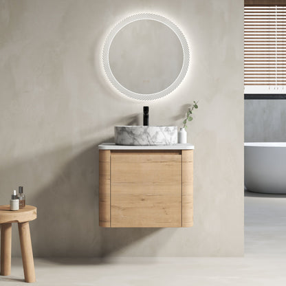 Wall Mounted Bathroom Vanity With Art Sink &amp; 1 Soft Close Door