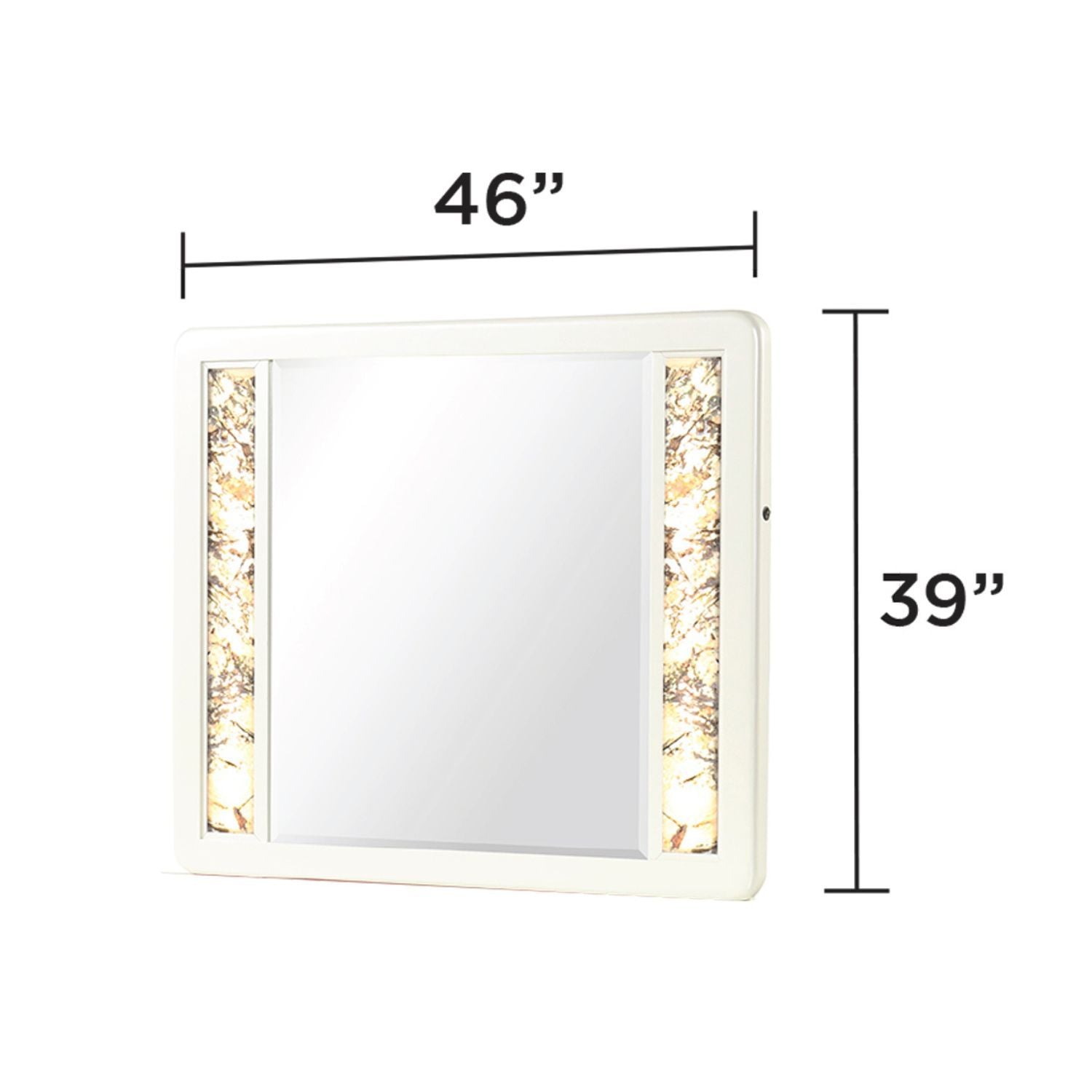 La Pierre - Rectangular Mirror &amp; LED Lighting Panels - Beige