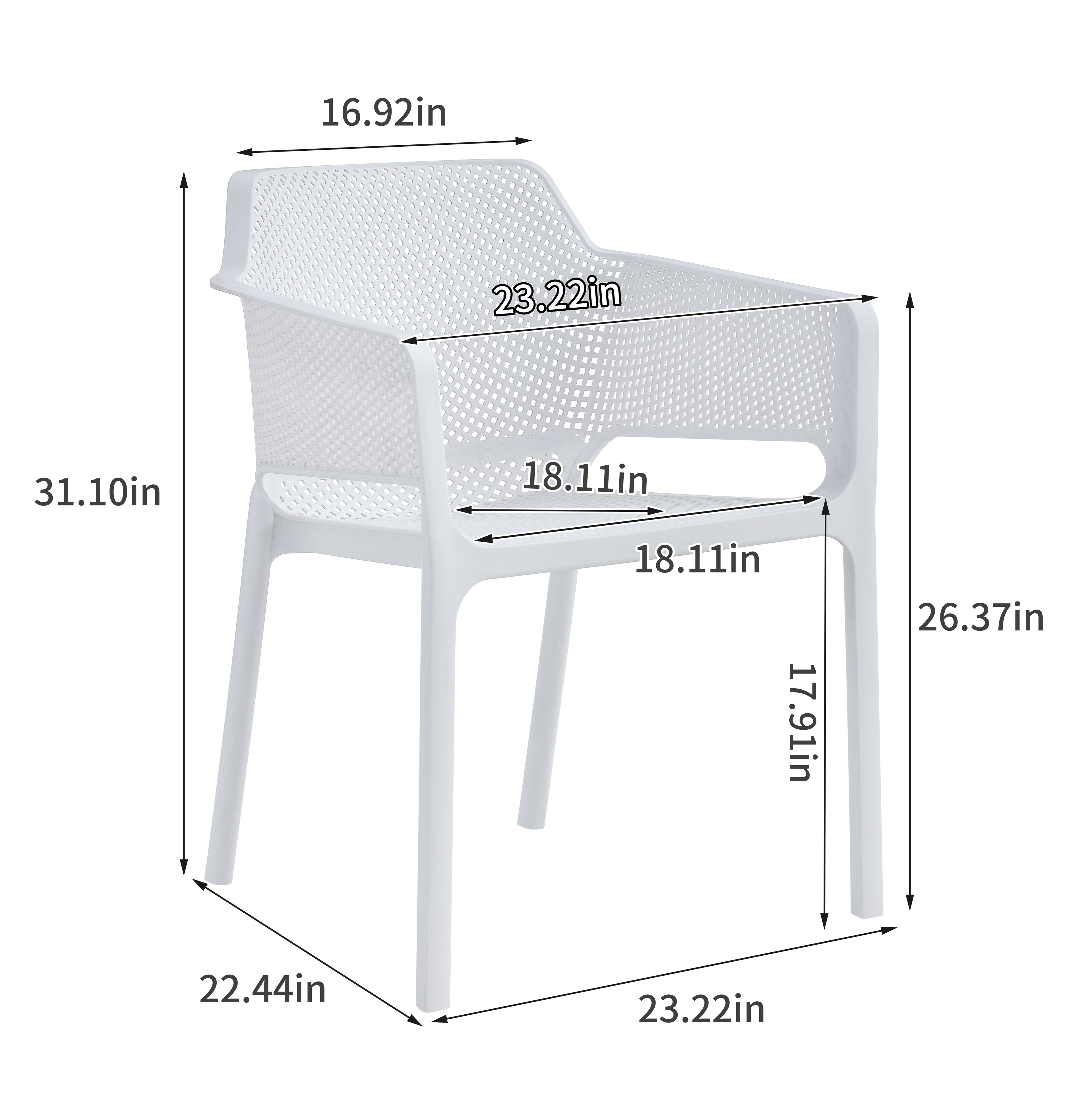 3 Piece Plastic Arm Chair Bistro Grs Premium Ocean Plastic