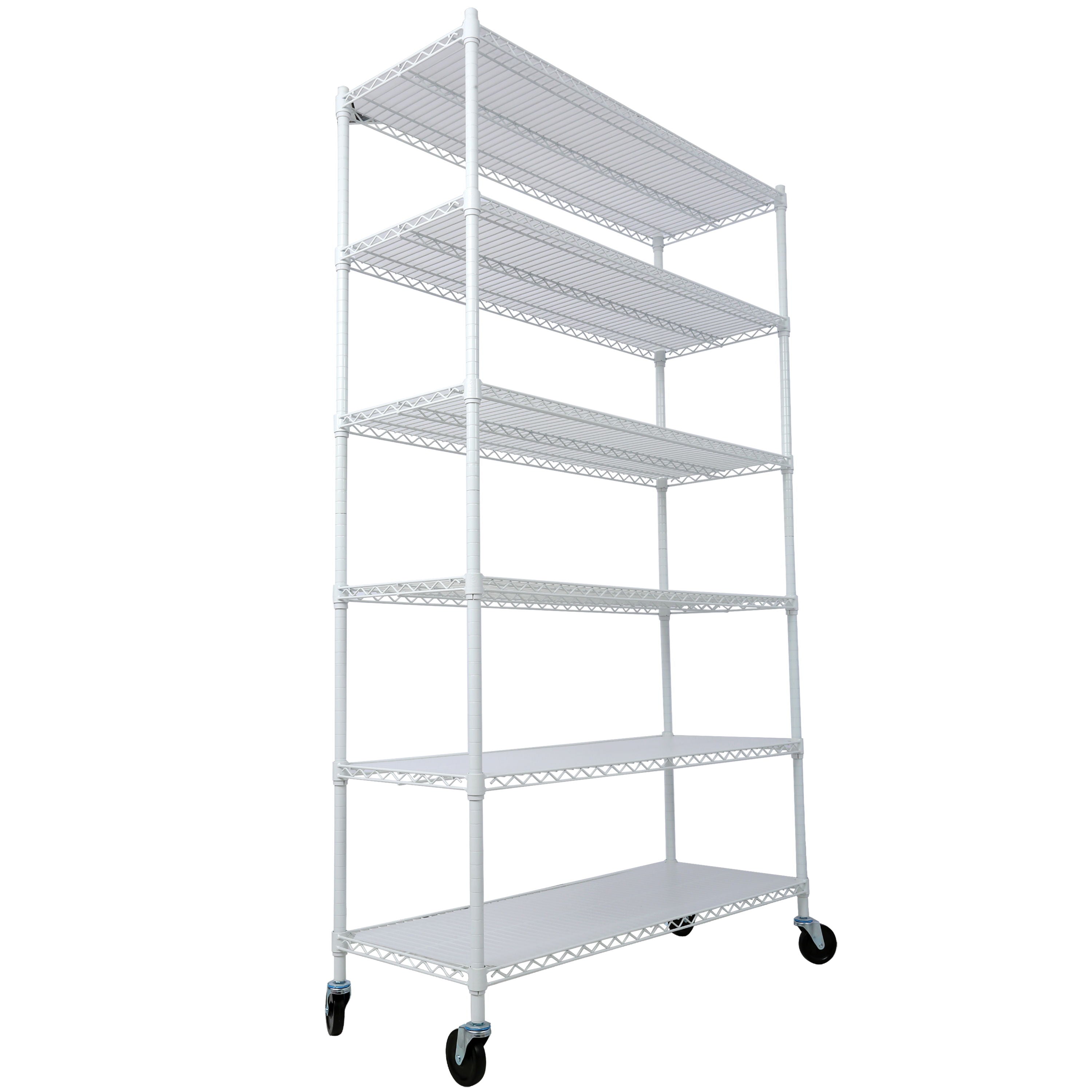 6 Tier 6000Lbs Capacity Nsf Metal Shelf Wire Shelving Unit, Heavy Duty Adjustable Storage Rack With Wheels &amp; Shelf Liners For Commercial Grade Utility Steel Storage Rack