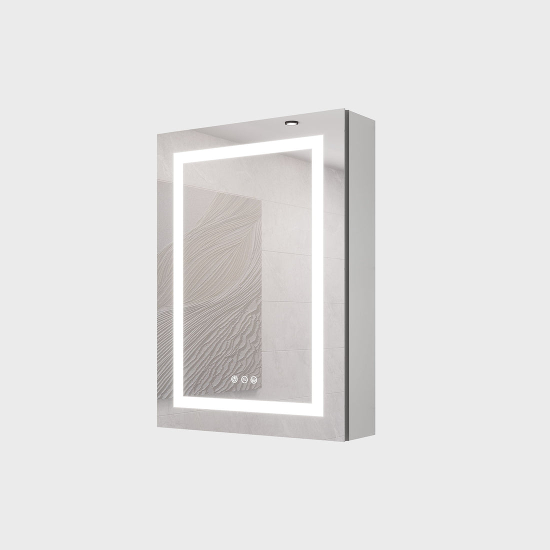 20 X 28&quot; Bathroom Medicine Cabinet With Mirror Wall Mounted LED Bathroom Mirror Cabinet With Lights, Anti-Fog, Waterproof, Dimmable, 3000K~6000K, Single Door, Touch Swich, Storage Shelves - Silver