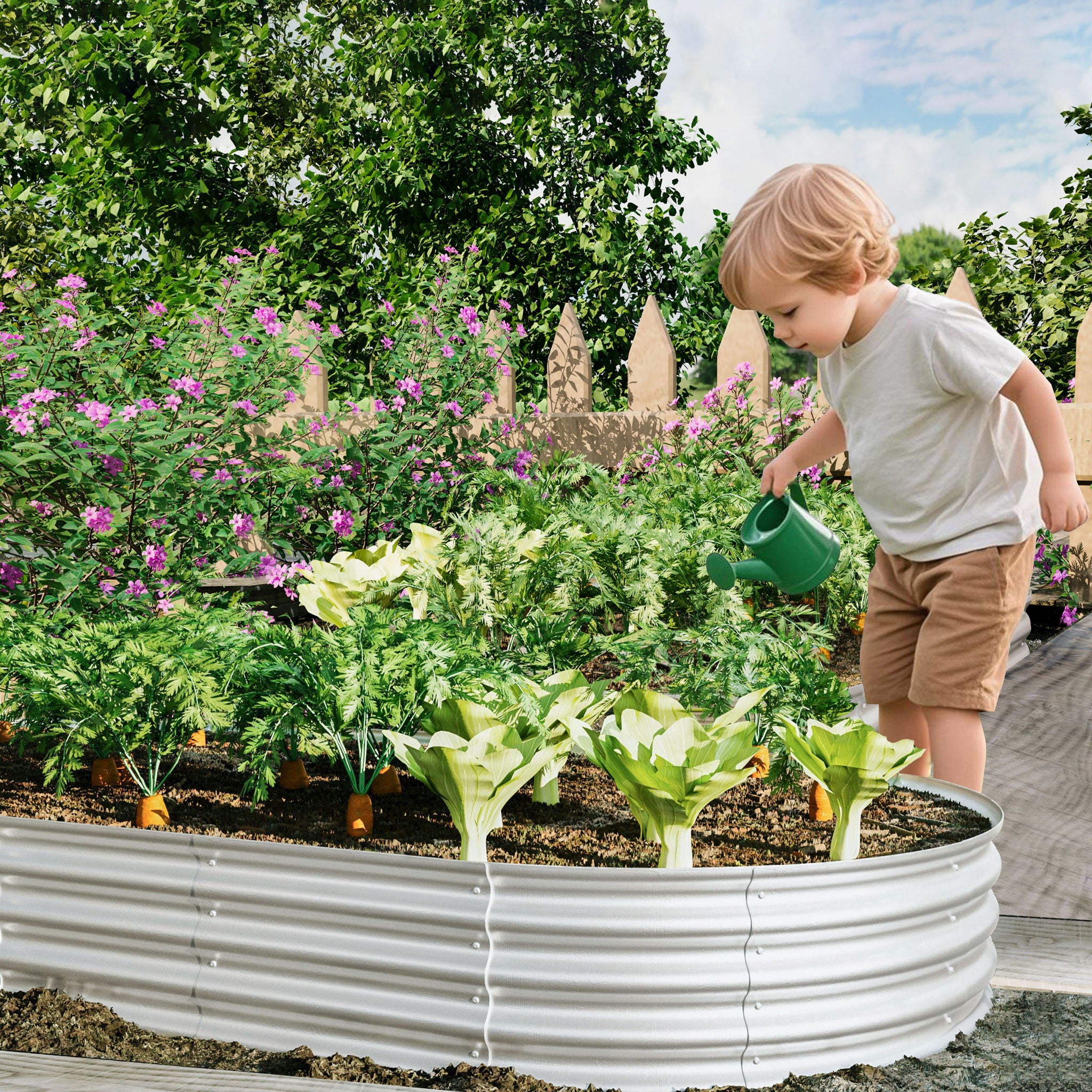 Heavy Duty Galvanized Raised Garden Bed Kit For Vegetables, Flowers &amp; Herbs