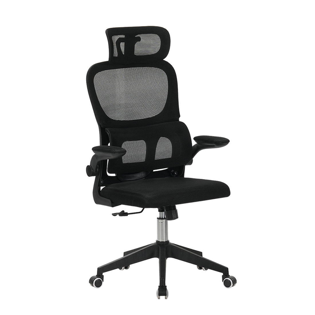 High Back Ergonomic Swivel Rolling Office Chair With Tilt Function, 3D Headrest, Lumbar Support - Black