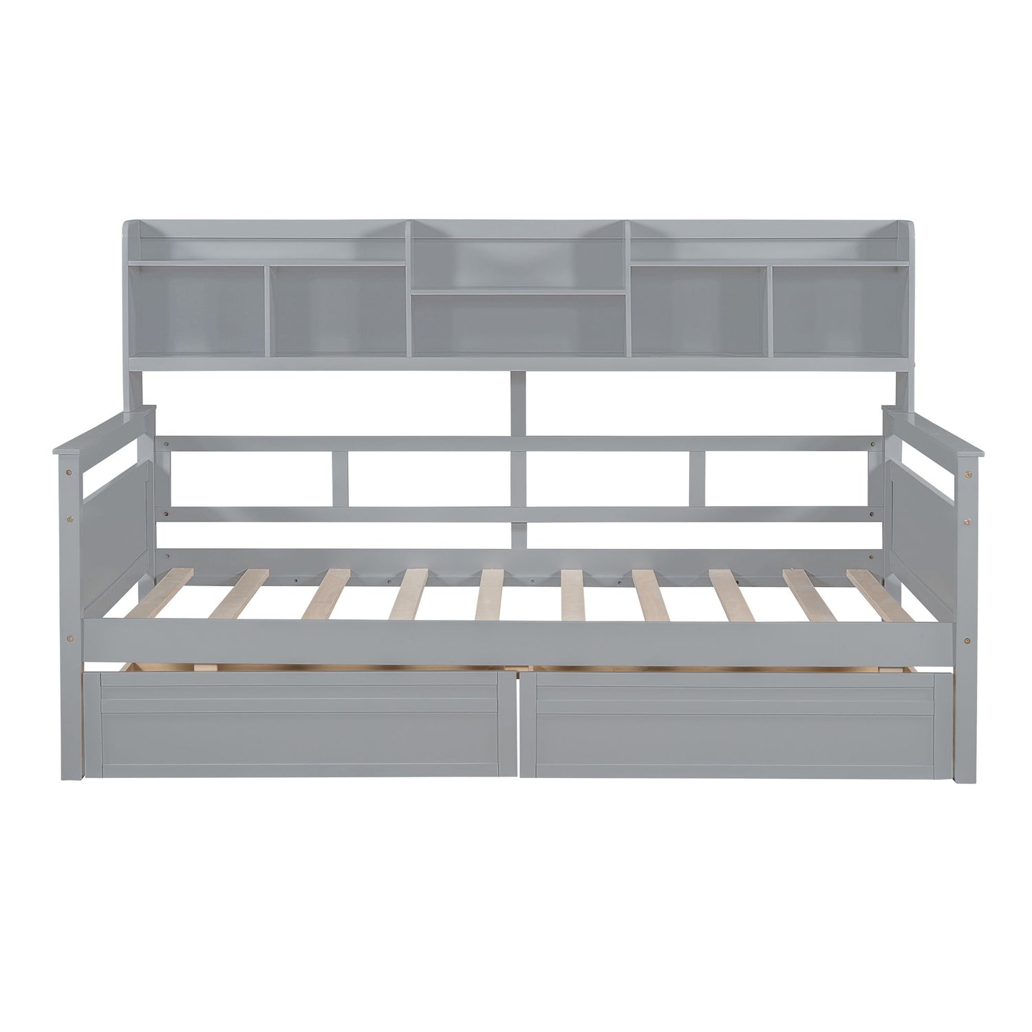 Daybed, Slat Support, With Bedside Shelves And 2 Drawers