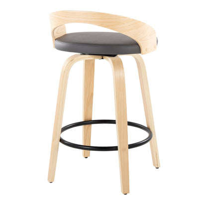 Grotto - Mid-Century Modern Fixed Height Counter Stool Swivel &amp;h Round Footrest