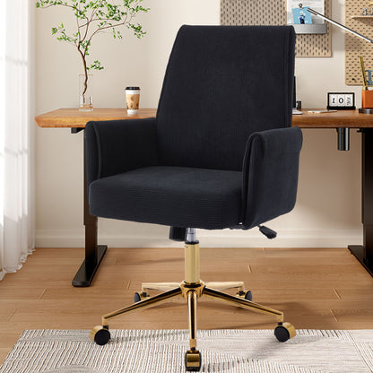 Ergonomic Mid-Back Office Chair With Gold Base