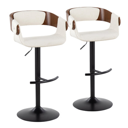 Elisa - Mid Century Modern Adjustable Barstool With Swivel &amp; Rounded T Footrest (Set of 2)