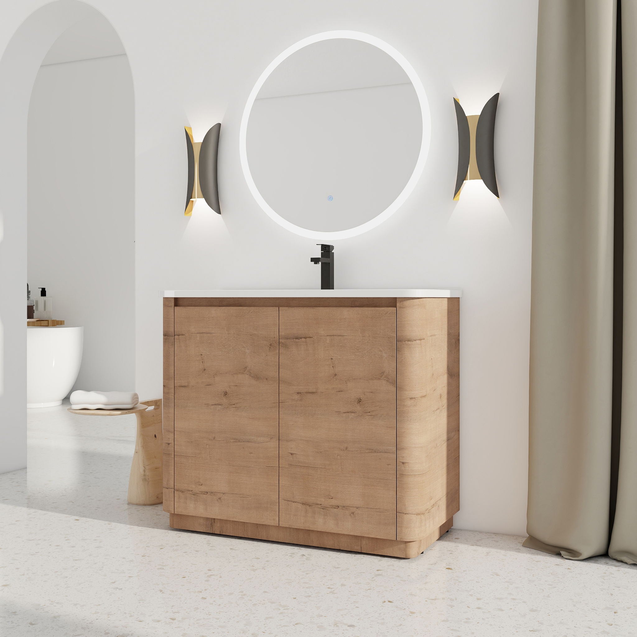 Freestanding Bathroom Vanity With Sink &amp; 2 Soft Close Doors