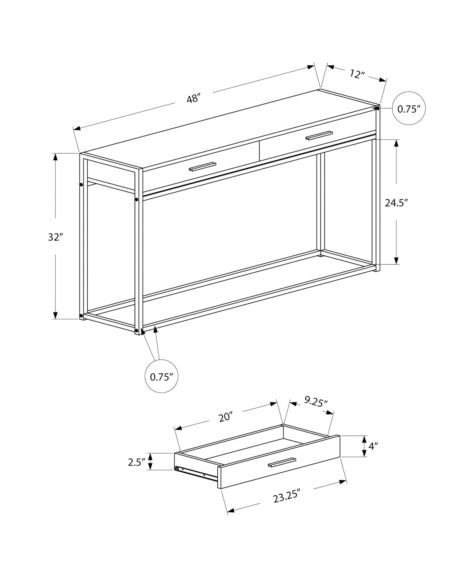 Accent Console Table For Entryway, Storage Drawers, Contemporary &amp; Modern