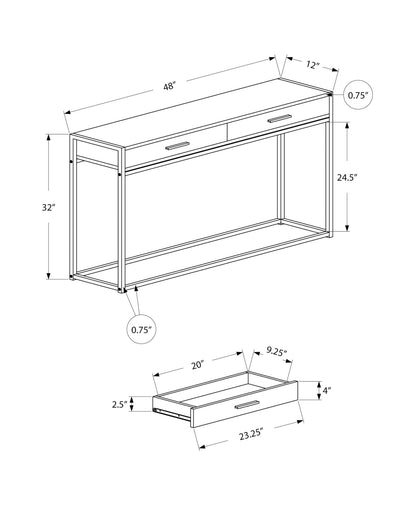 Accent Console Table For Entryway, Storage Drawers, Contemporary &amp; Modern