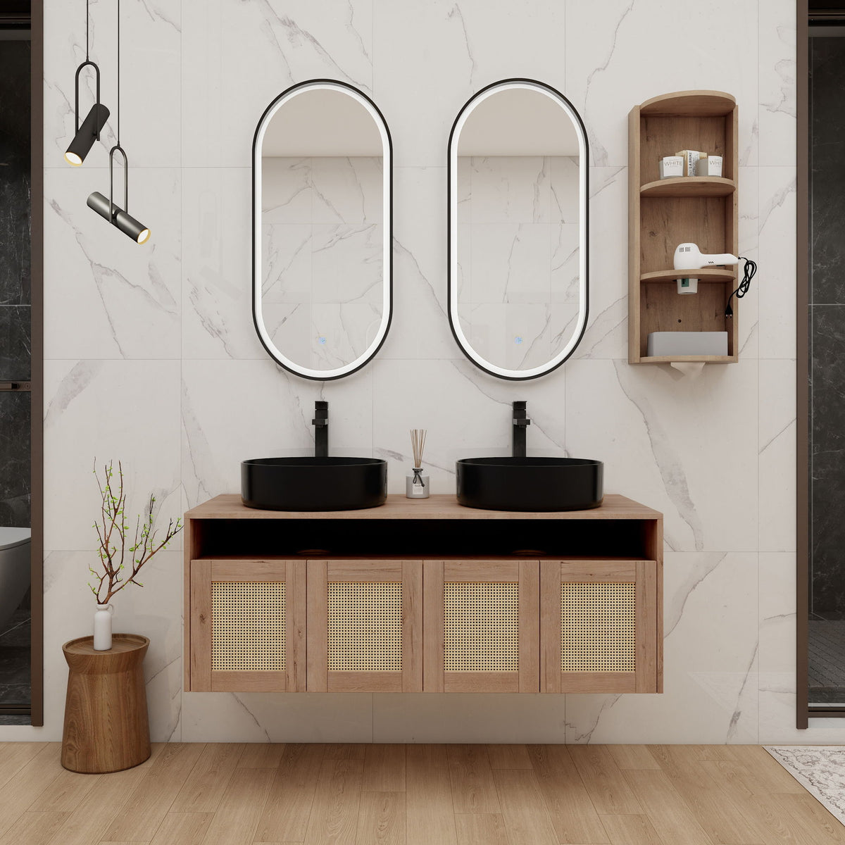 Bathroom Vanity &amp; Art Sink And Storage Rack, Float Mounting Design