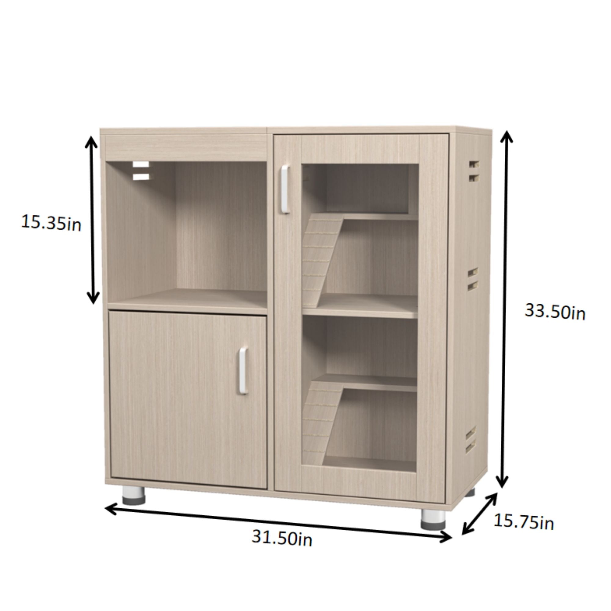 Guinea Pig Cages, 4 Tier Hamster Cage Wood With Storage Cabinet, House For Rat Ch&quot; illa, Openable Top, Acrylic Windows, Living World Deluxe Habitat X-Large - Beige