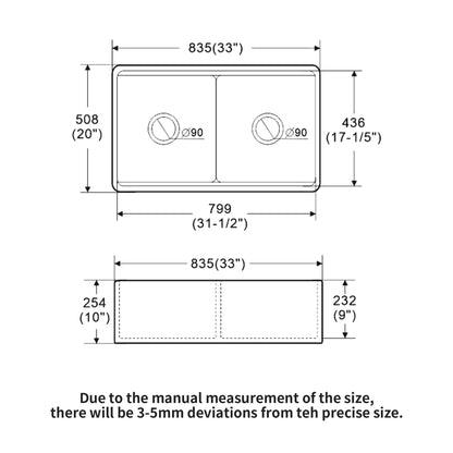 Double Bowl Sink Workstation 33&quot; With Built In Work Surface And Accessories - White
