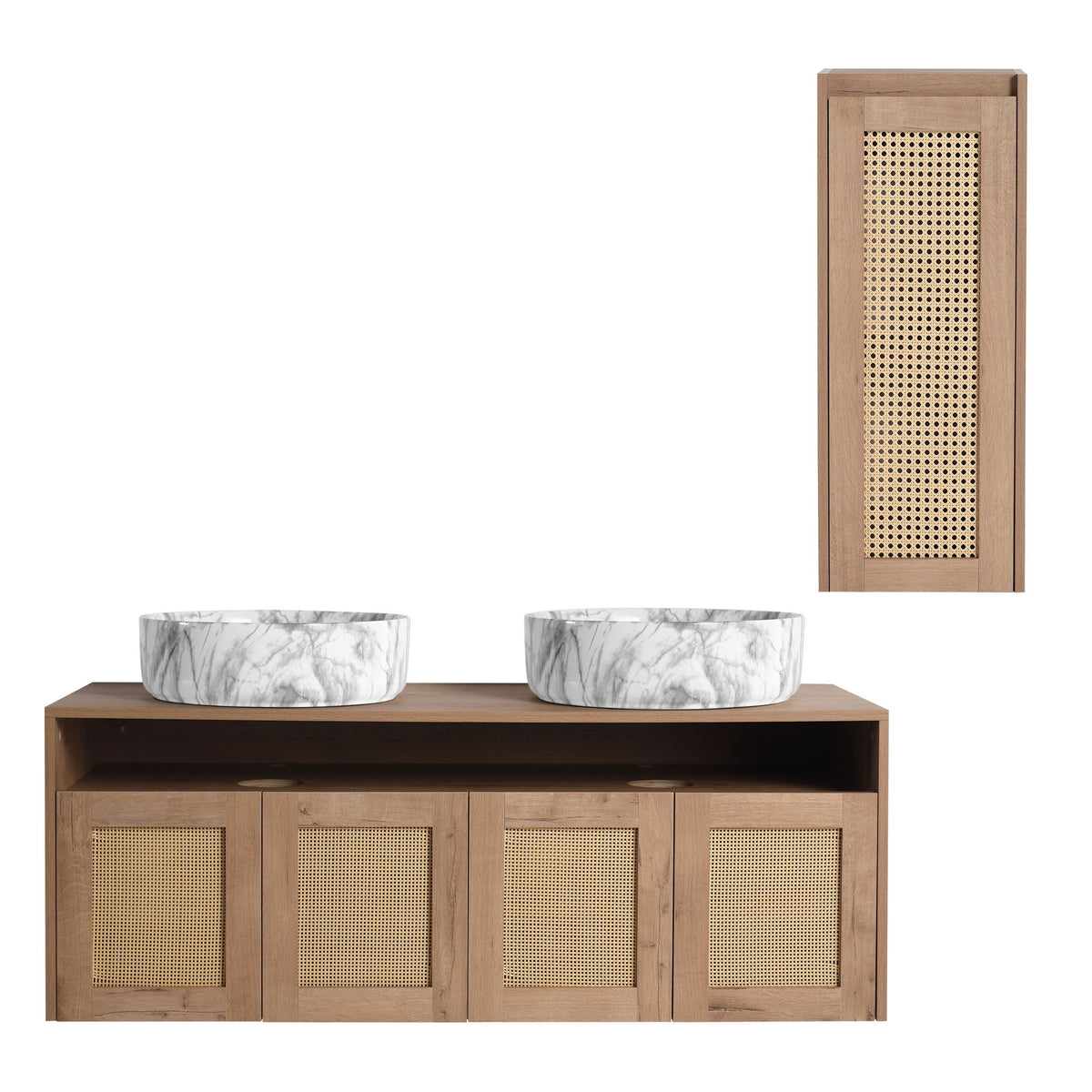 Bathroom Vanity &amp; Art Sink And Side Cabinet, Float Mounting Design