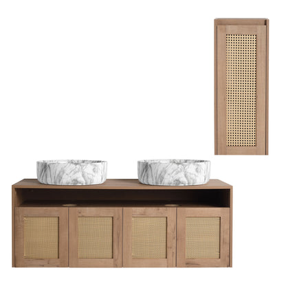 Bathroom Vanity &amp; Art Sink And Side Cabinet, Float Mounting Design