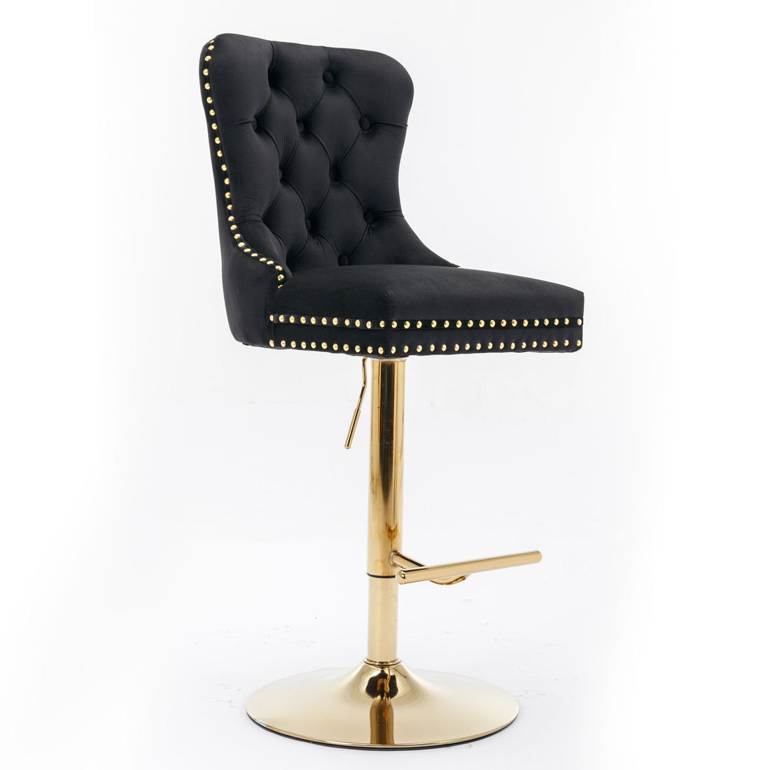 Thick Golden Swivel Velvet Barstools Adjusatble Seat Height From 25-33&quot;, Modern Upholstered Bar Stools With Backs Comfortable Tufted For Home Pub And Kitchen Island (Set of 2)