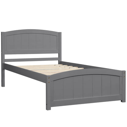 Platform Bed &amp; Headboard, Footboard And Wood Slat Support