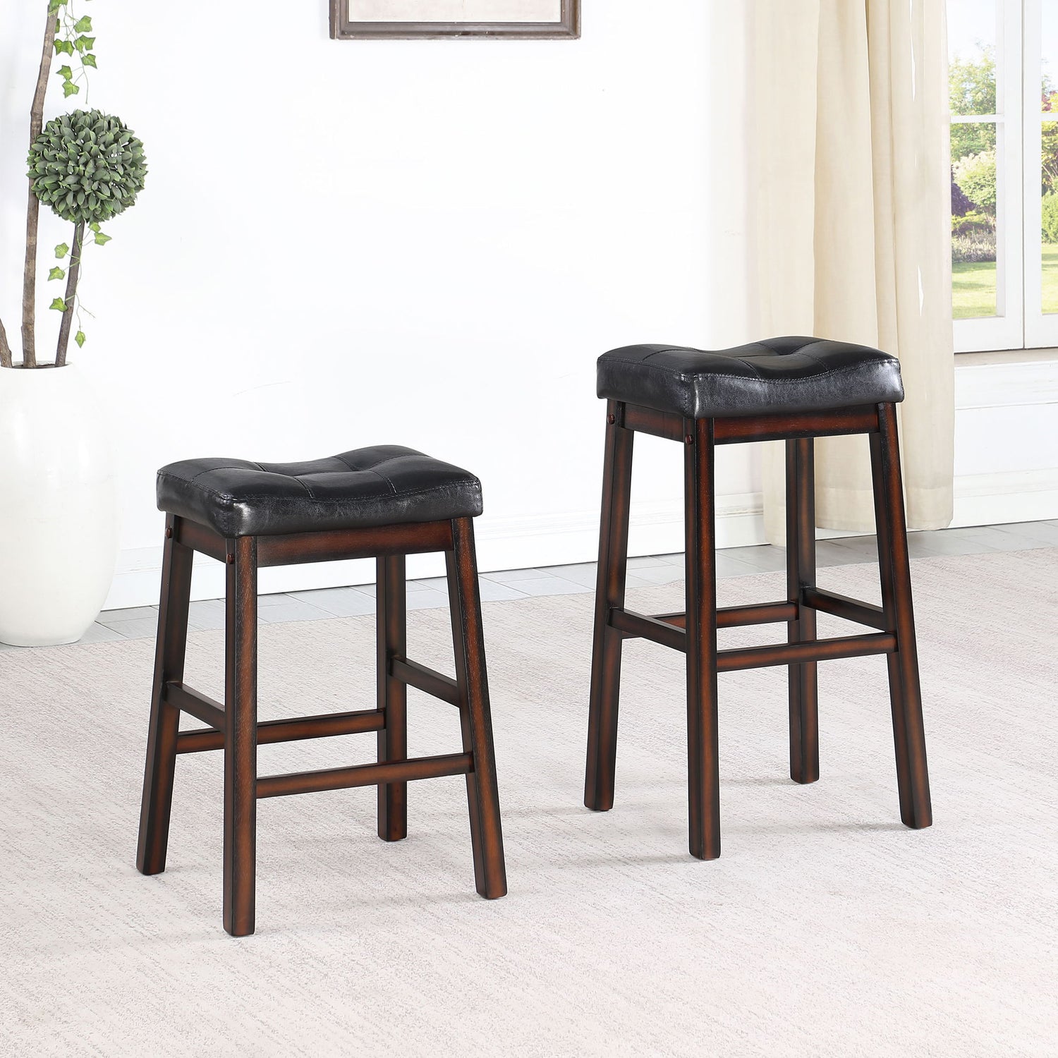 Upholstered Bar Stool (Set of 2) - Black