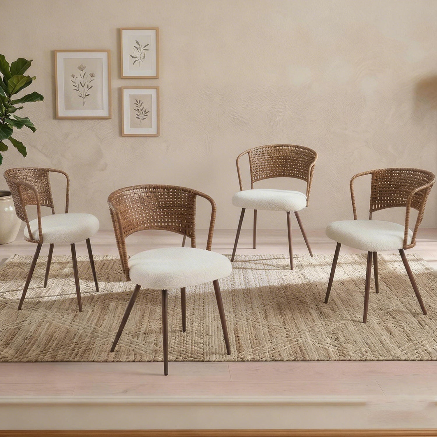 Farmhouse Style Wicker Dining Chair