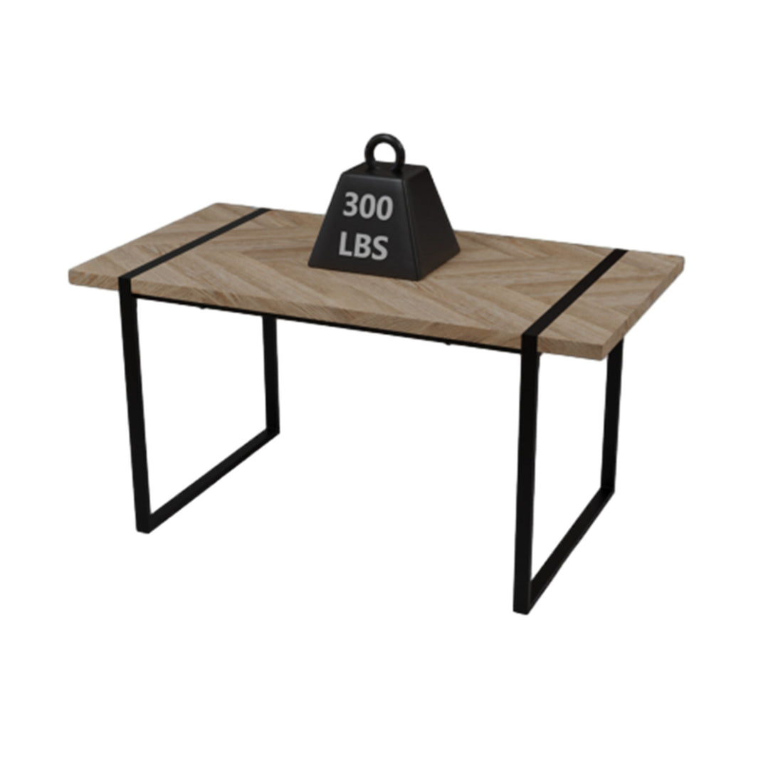 Modern Industrial Dining Table 59&quot; Rectangular Light Wood With Metal Legs For 4 - 6 People - Natural Wood