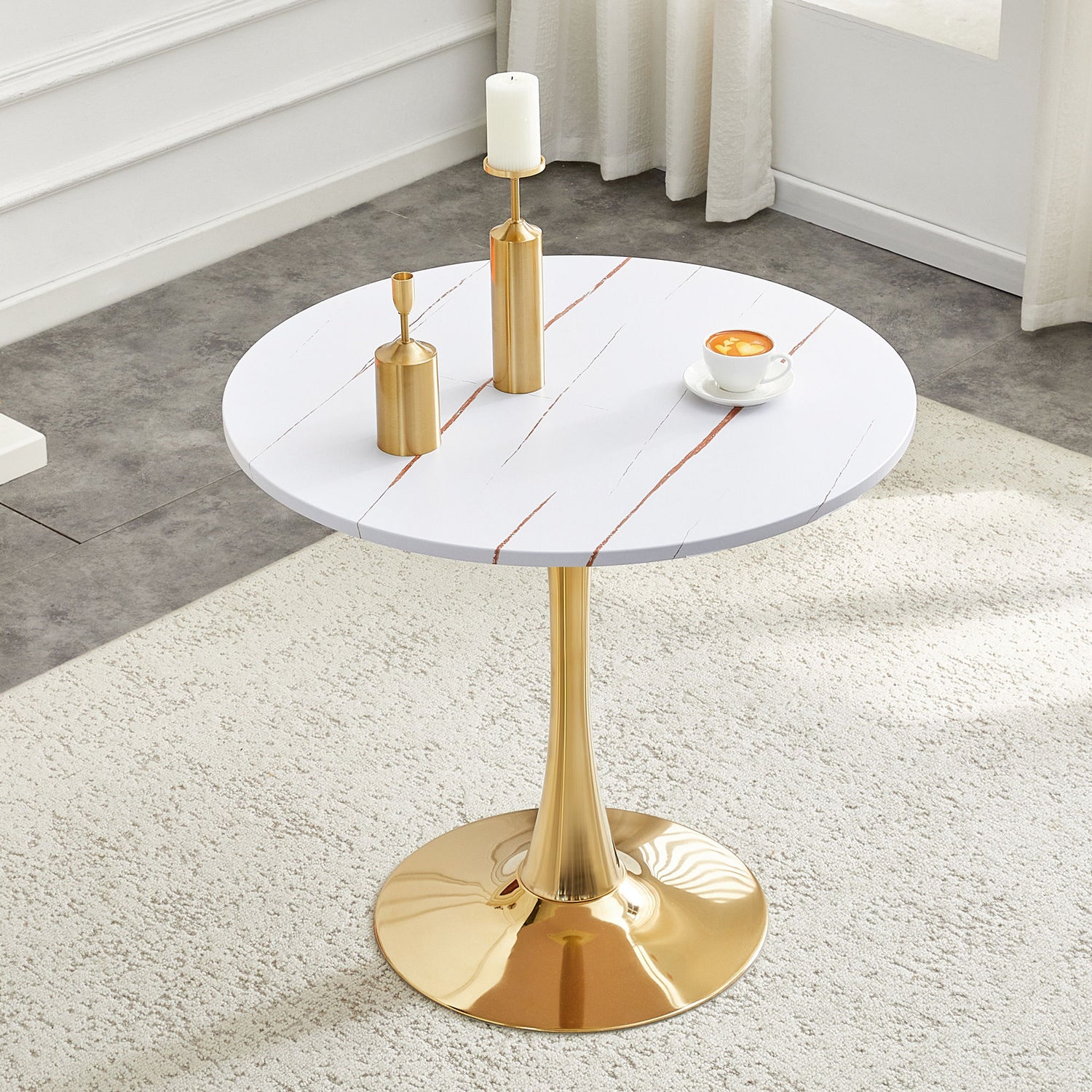 Round Dining Table &amp; Thickened Top For Kitchen