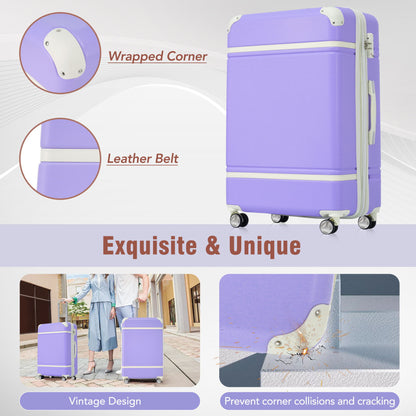 Hardshell Luggage With Tsa Lock, 24&quot; Expandable Lightweight Suitcase With Spinner Wheels, Single Vintage Luggage