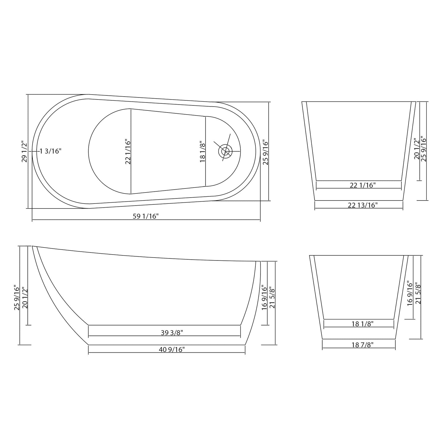 Contemporary Glossy Freestanding Bathtub With Overflow And Drain