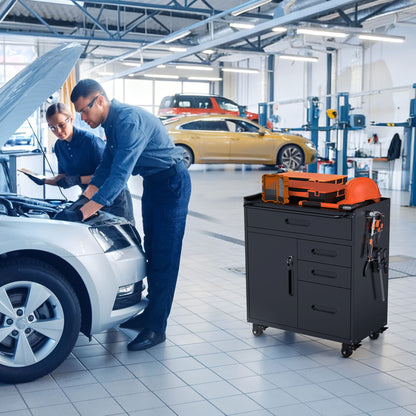 Rolling Tool Cabinet Heavy Duty Garage Storage With Lockable Doors &amp; Drawers