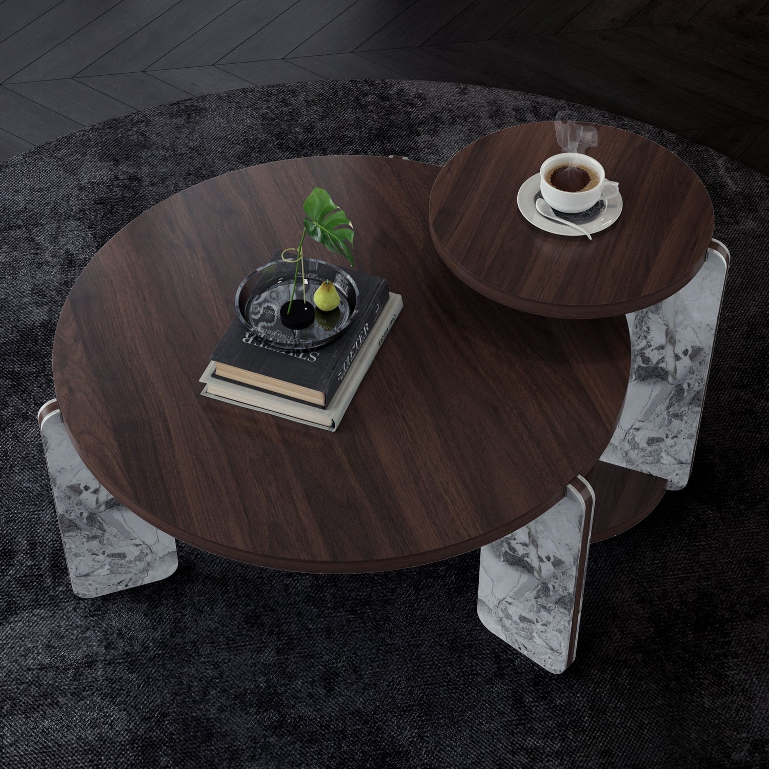 Coffee Table Set With Center Table &amp; Side Table