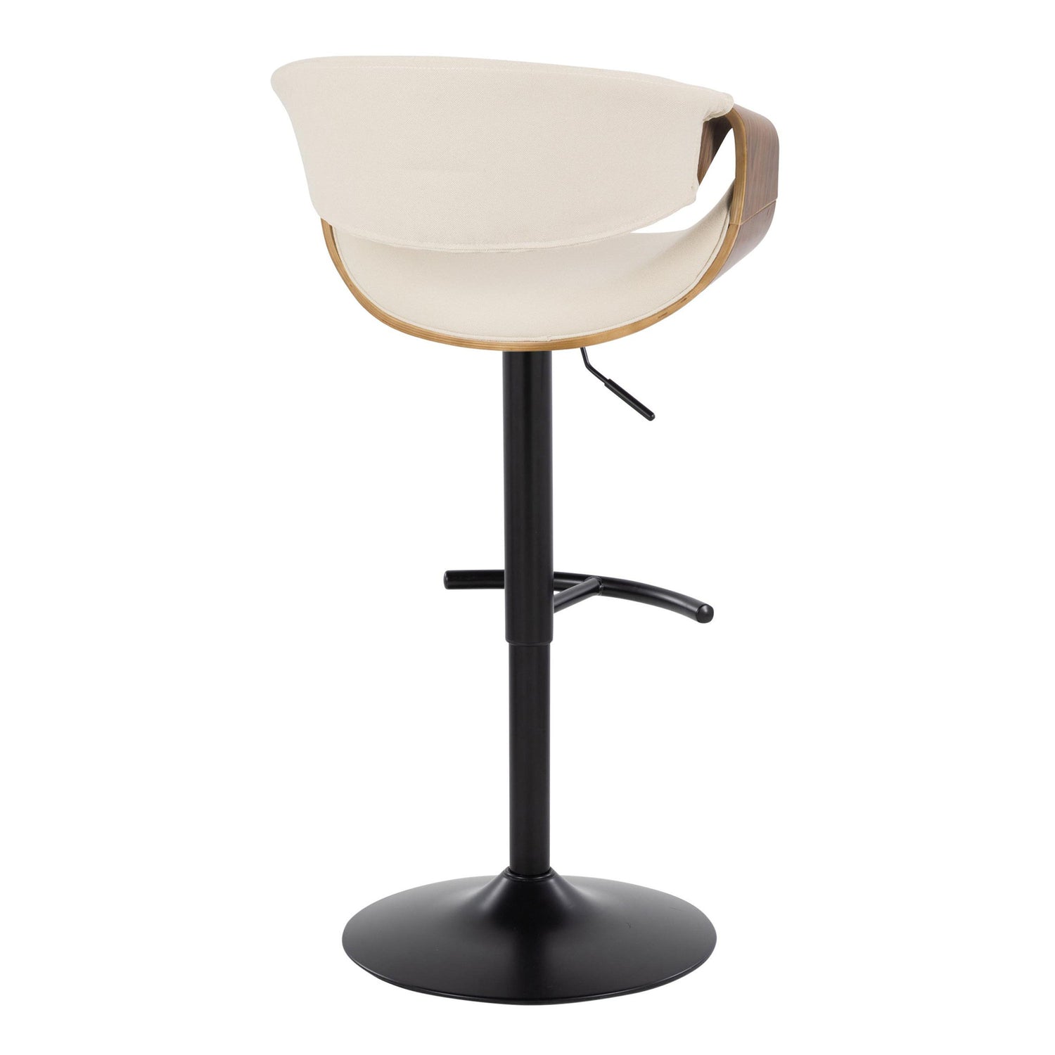 Curvo - Mid Century Modern Adjustable Barstool With Swivel &amp; Rounded T Footrest (Set of 2)