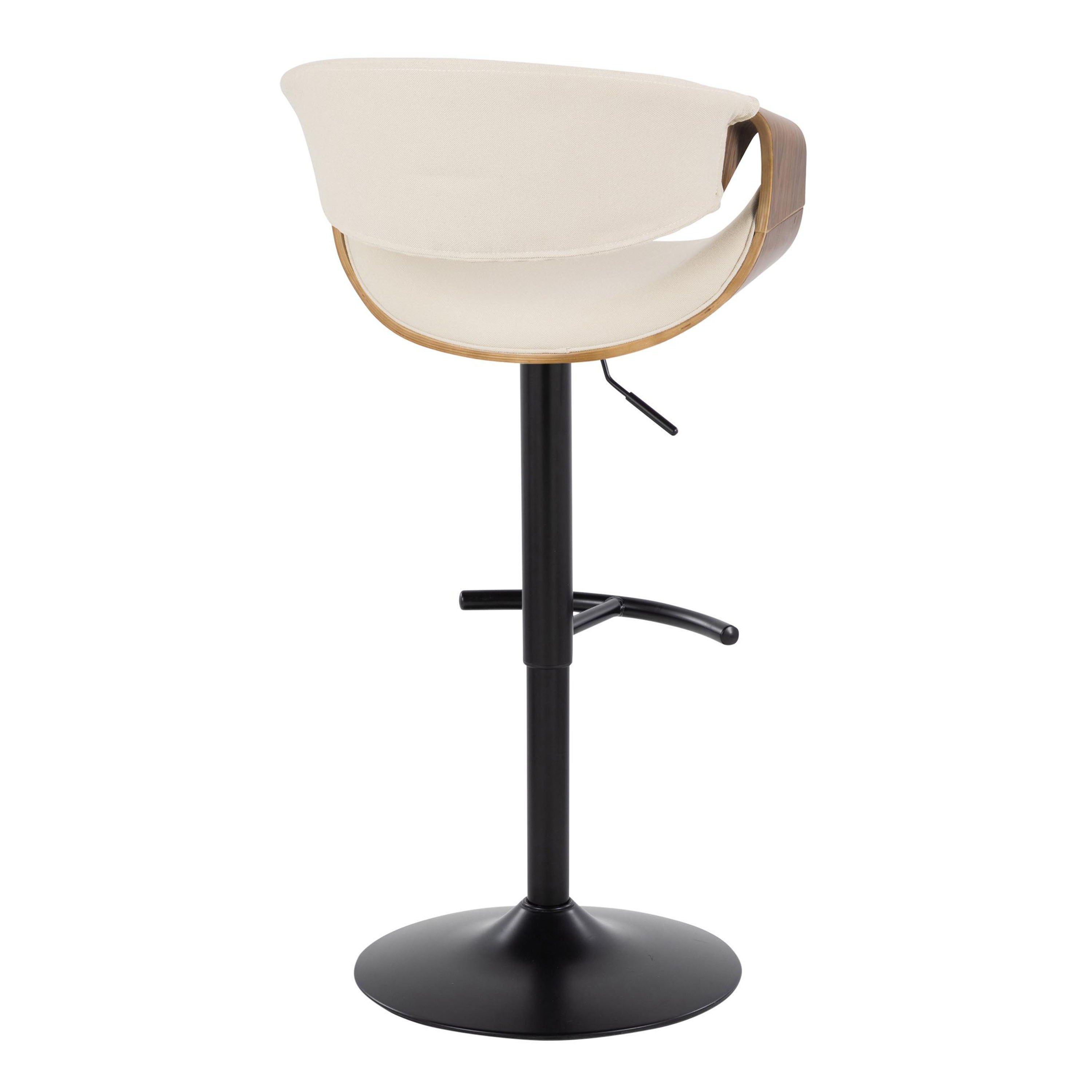 Curvo - Mid Century Modern Adjustable Barstool With Swivel &amp; Rounded T Footrest (Set of 2)