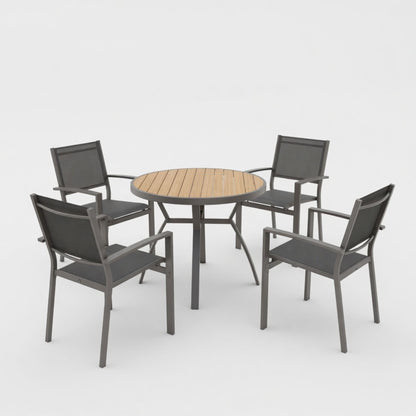 5 Piece Patio Dining Set &amp; Table And Chairs For Outdoor Use - Gray