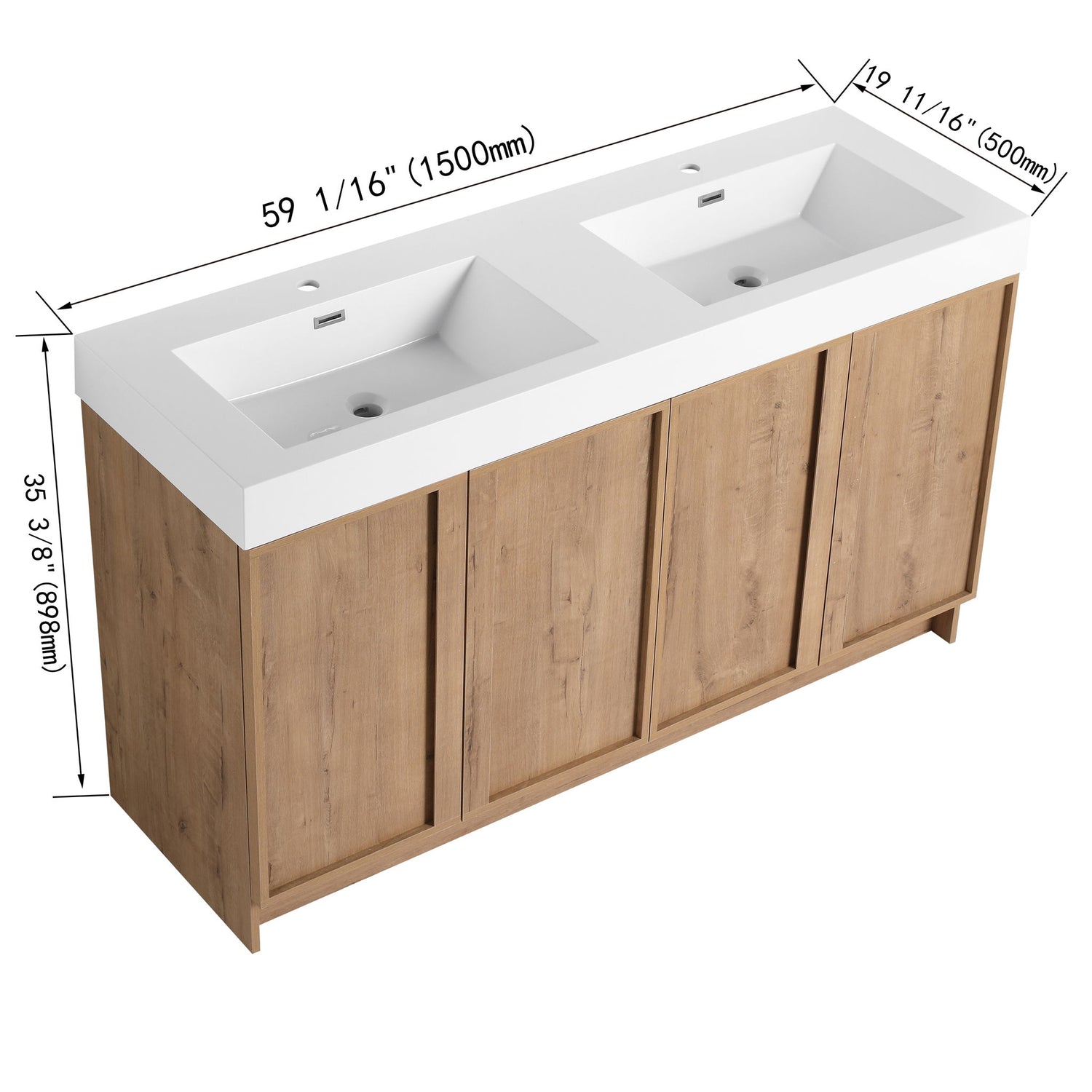 Freestanding Bathroom Vanity With Sink, Soft Close Doors