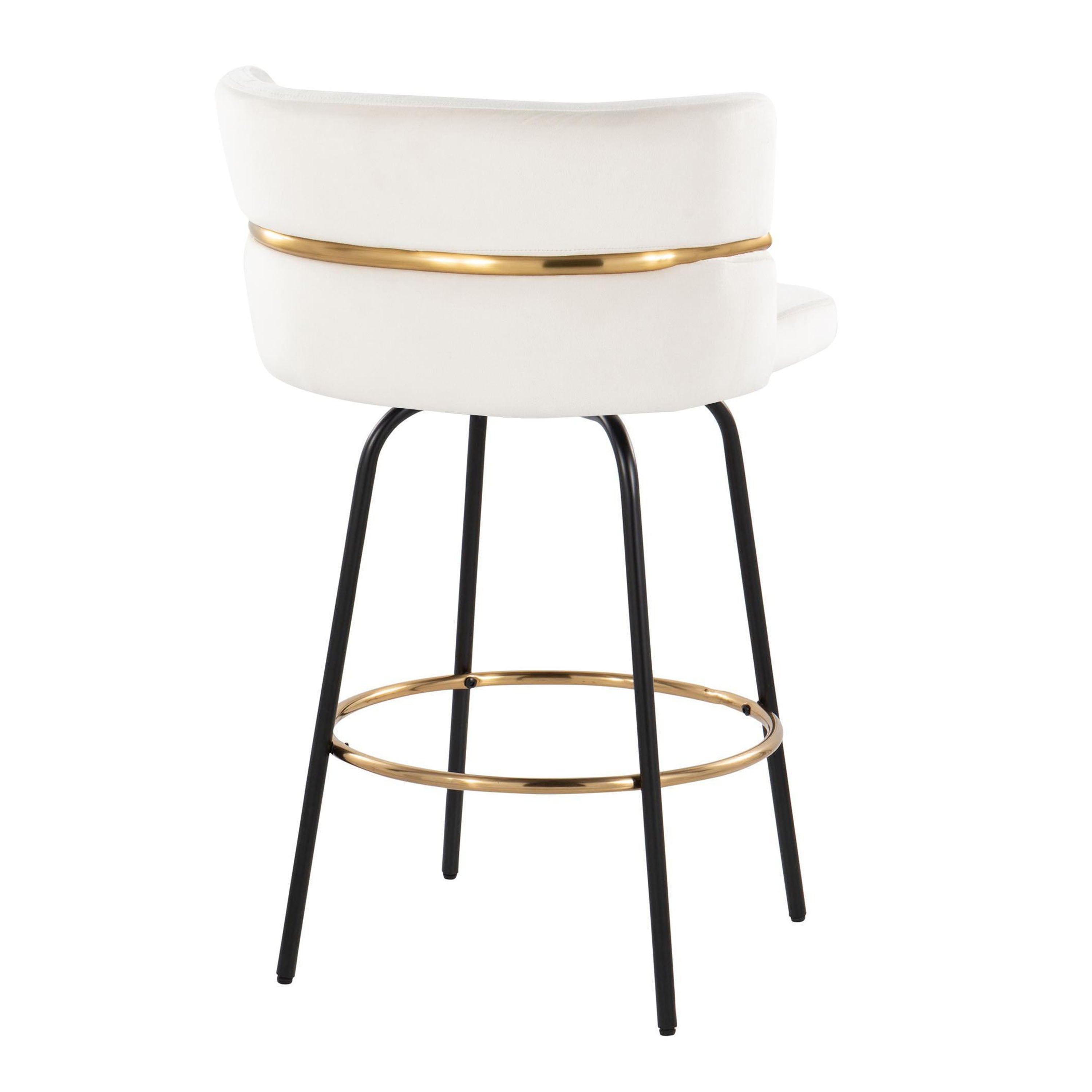 Cinch - Contemporary Fixed Height Counter Stool With Swivel &amp; Round Footrest (Set of 2)