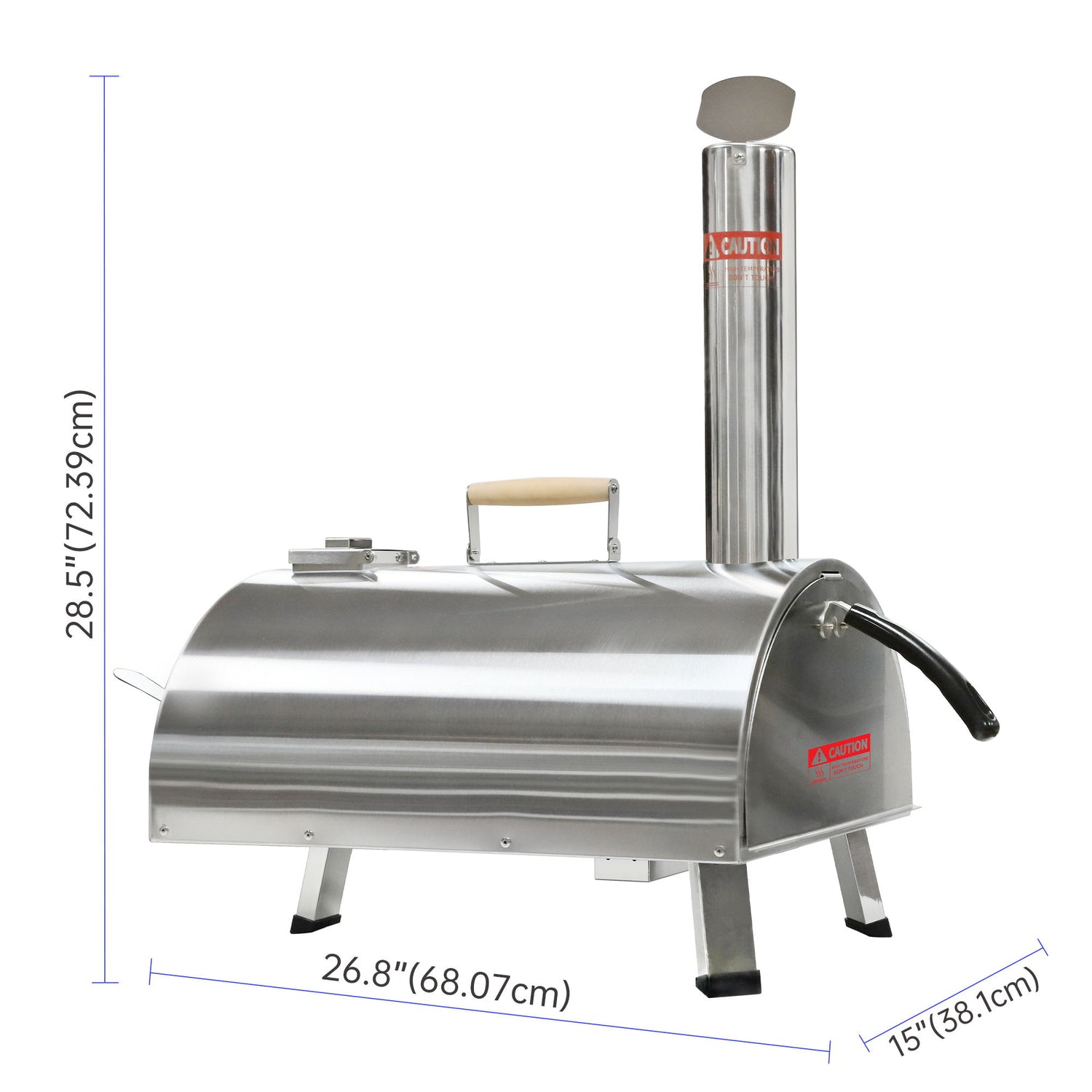 Pizza Oven Outdoor 12&quot; Automatic Rotatable Pizza Ovens Portable Stainless Steel Wood Fired Pizza Oven Pizza Maker With Built-In Thermometer Pizza Cutter Carry Bag