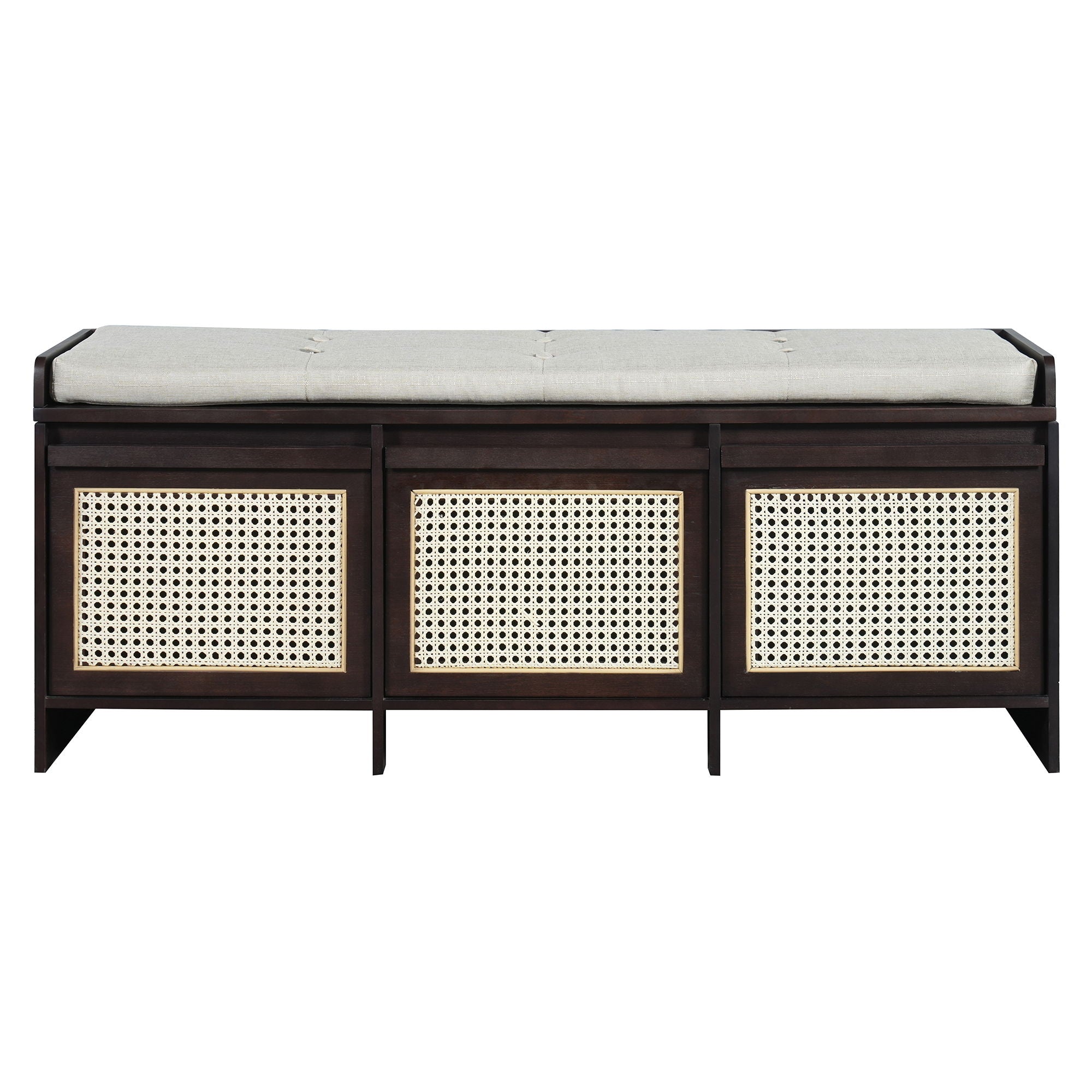 Entryway Shoe Bench With Drawers &amp; Button Tufted Cushion