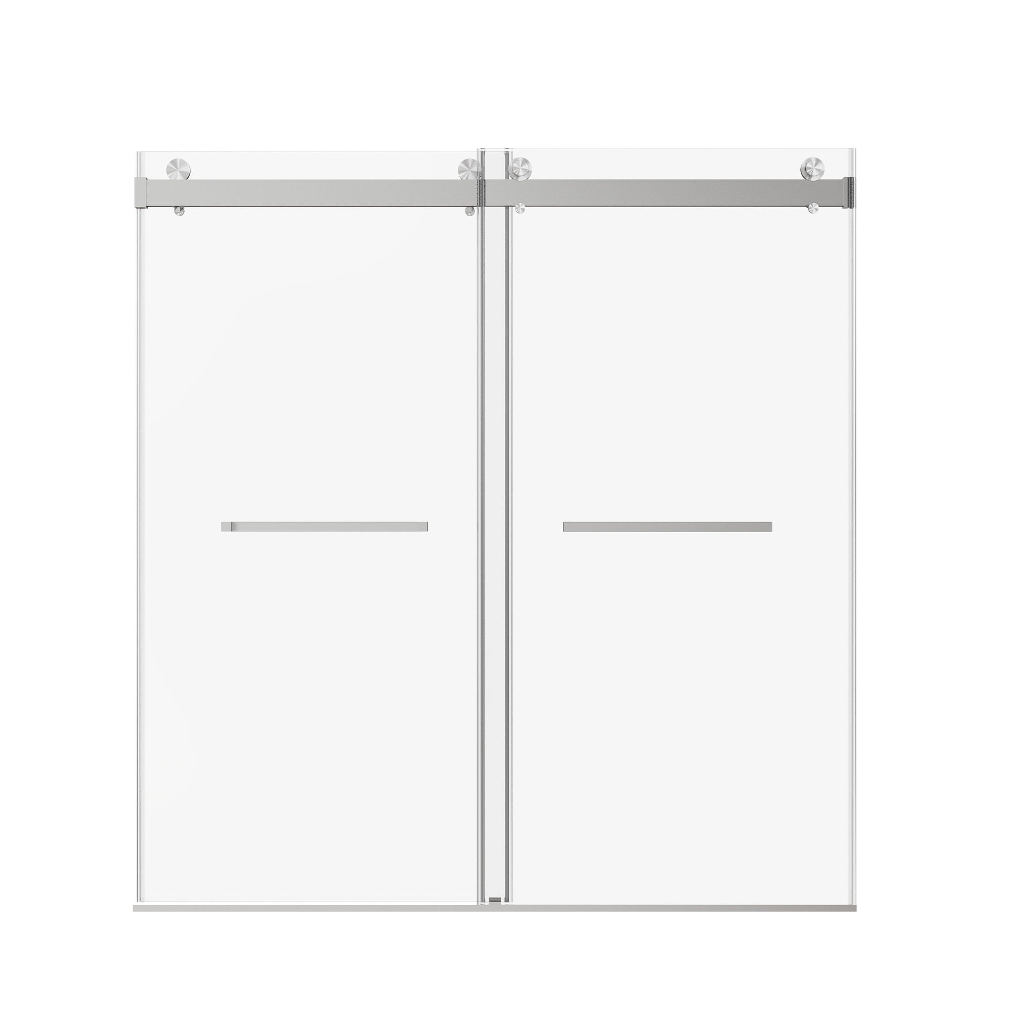 Frameless Double Sliding Soft-Close Shower Door, 3 / 8&quot; (10Mm) Thick SGCC Tempered Glass Door, Matte