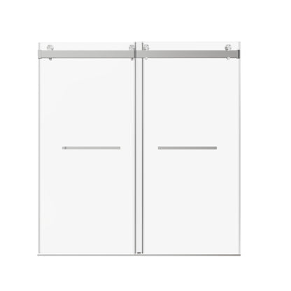 Frameless Double Sliding Soft-Close Shower Door, 3 / 8&quot; (10Mm) Thick SGCC Tempered Glass Door, Matte