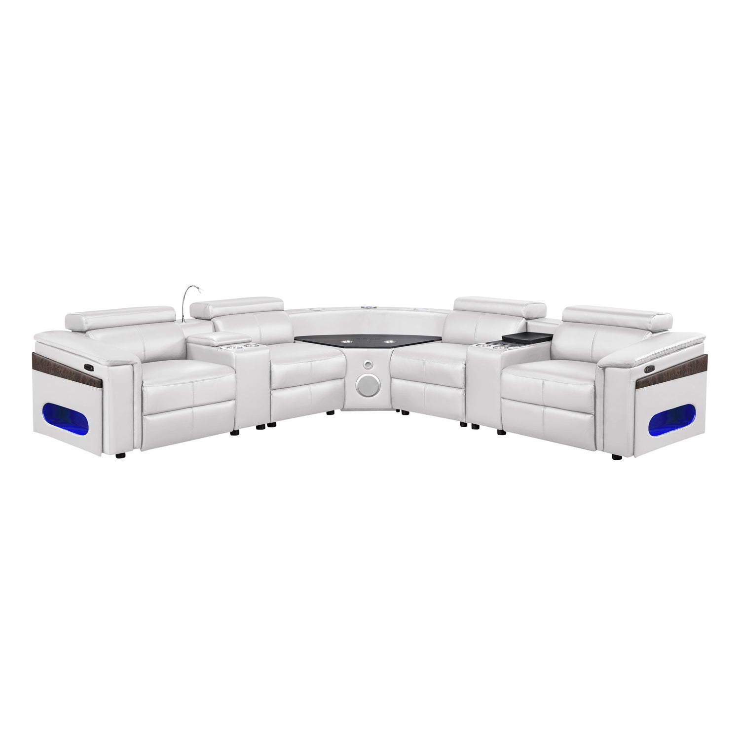 Nova - Sectional With Bluetooth Speaker, LED And Lifting Wine Cabinet