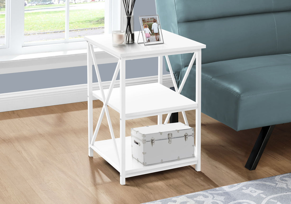3 Tier Accent Table, Side Marble Look Contemporary &amp; Modern