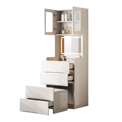 3 In 1 Vanity Table With LED Mirror &amp; Storage Stool For Bedroom