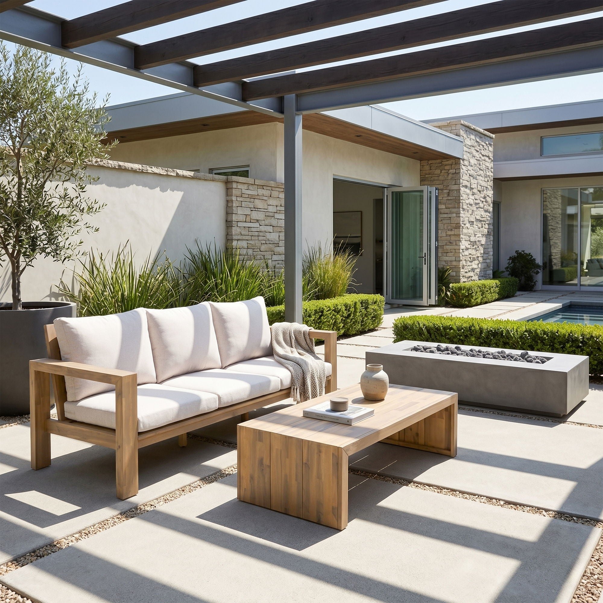 3 Seater Patio Set, Outdoor Sofa &amp; Coffee Table Set