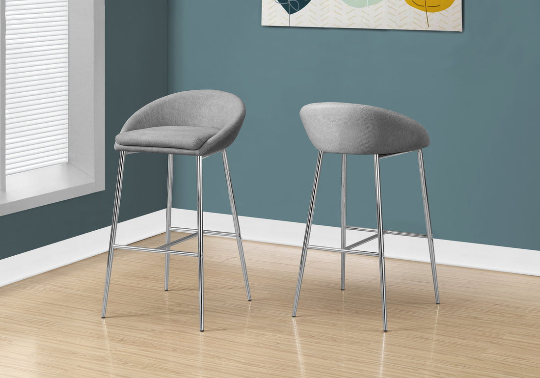 Bar Stool, Bar Height, Contemporary &amp; Modern (Set of 2) - Gray