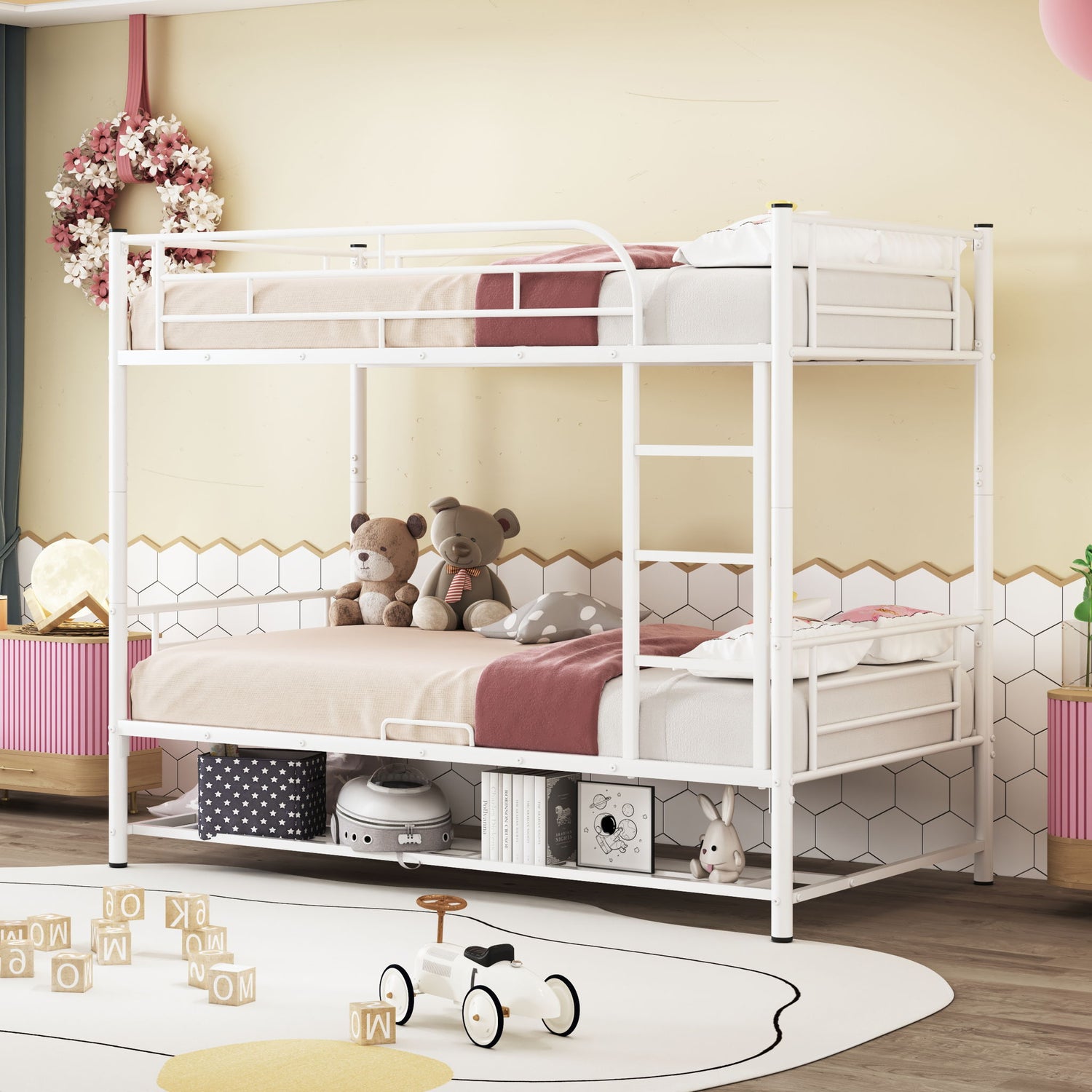 Metal Bunk Bed &amp; Shelf And Guardrails