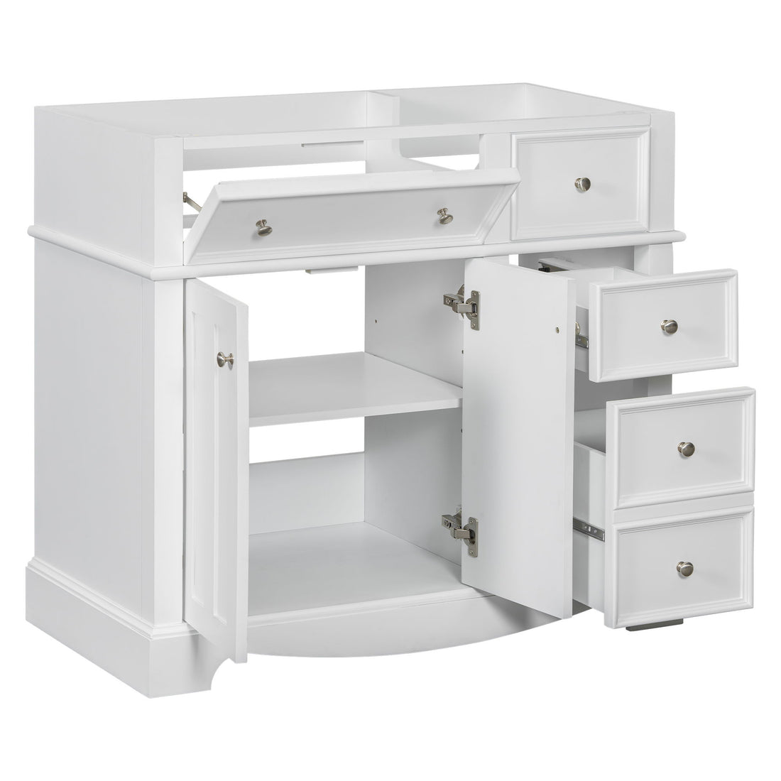 Vanity Without Basin Sink, Frame Bathroom Storage Cabinet, Freestanding Vanity With 3 Drawers &amp; Adjustable Shelf