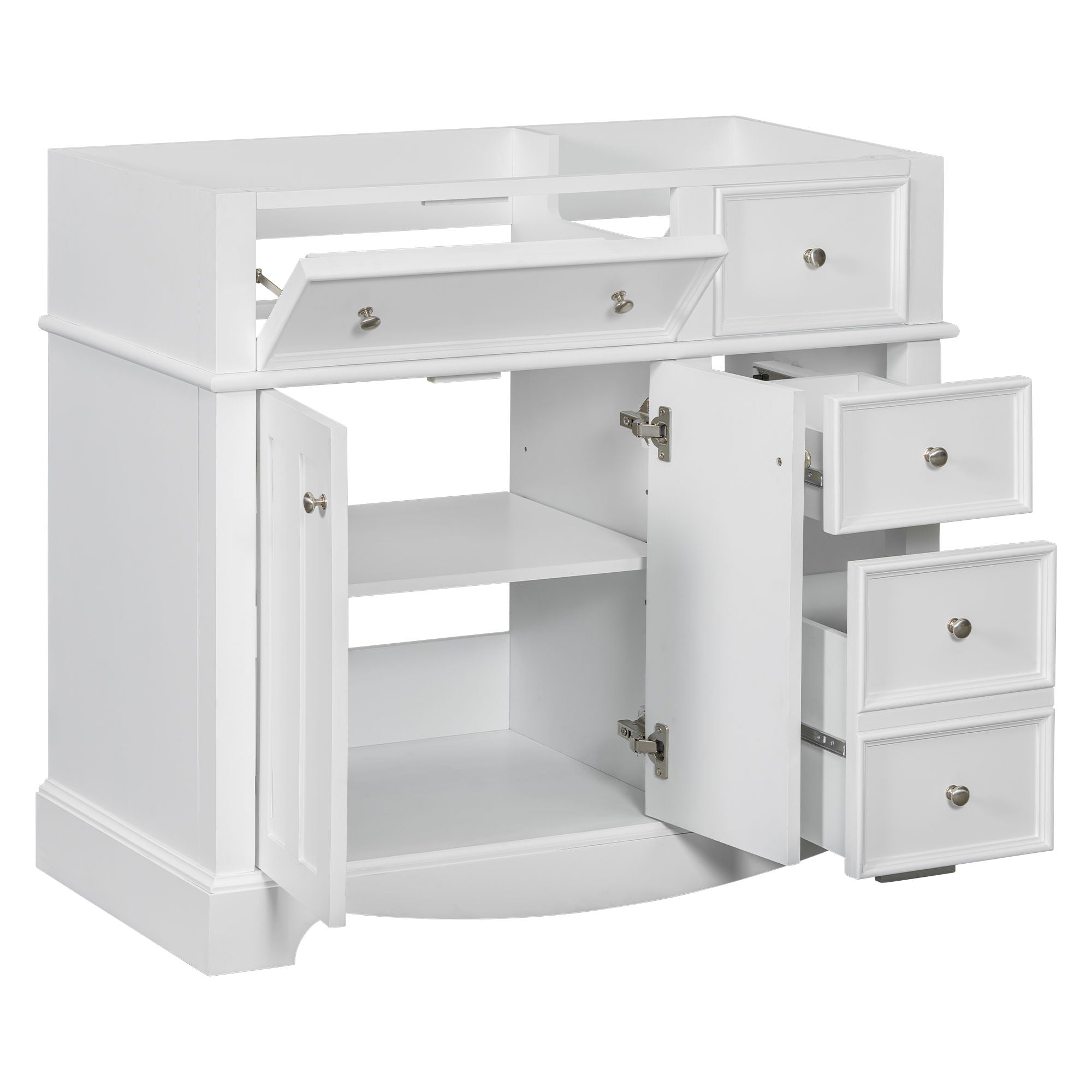 Vanity Without Basin Sink, Frame Bathroom Storage Cabinet, Freestanding Vanity With 3 Drawers &amp; Adjustable Shelf